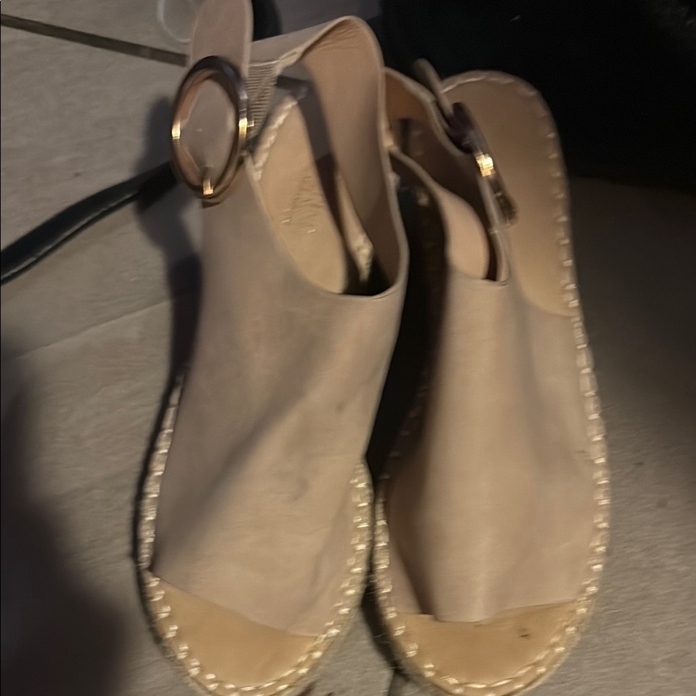 Catherines Cream Sandals with Moccasin Stitching